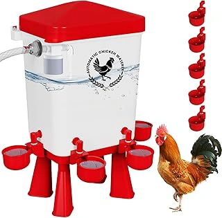 3 Gallon Automatic Chicken Waterer with Float Control, 5ft Pipe, and 5 Cups