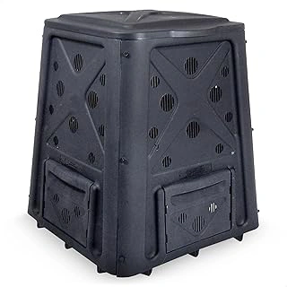 Redmon 65 Gallon Outdoor Compost Bin with Lift-Off Lid and 4-Door Access, Black