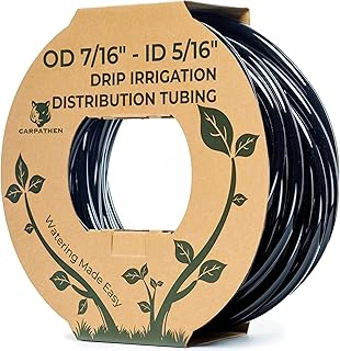 CARPATHEN 100ft Drip Irrigation Tubing - Mainline - (5/16" ID - 7/16" OD) Black PVC Water Line