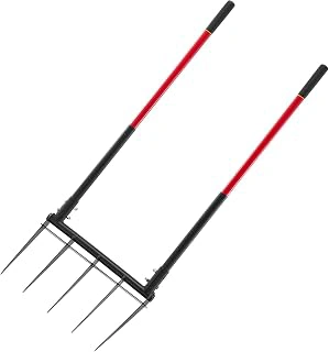 VEVOR Heavy Duty 5-Tine Broadfork with Dual Fiberglass Handles