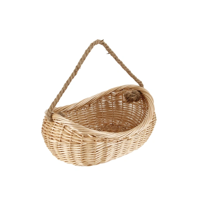 JJSQ Wicker Woven Garden Harvest Basket with Jute Rope Handle