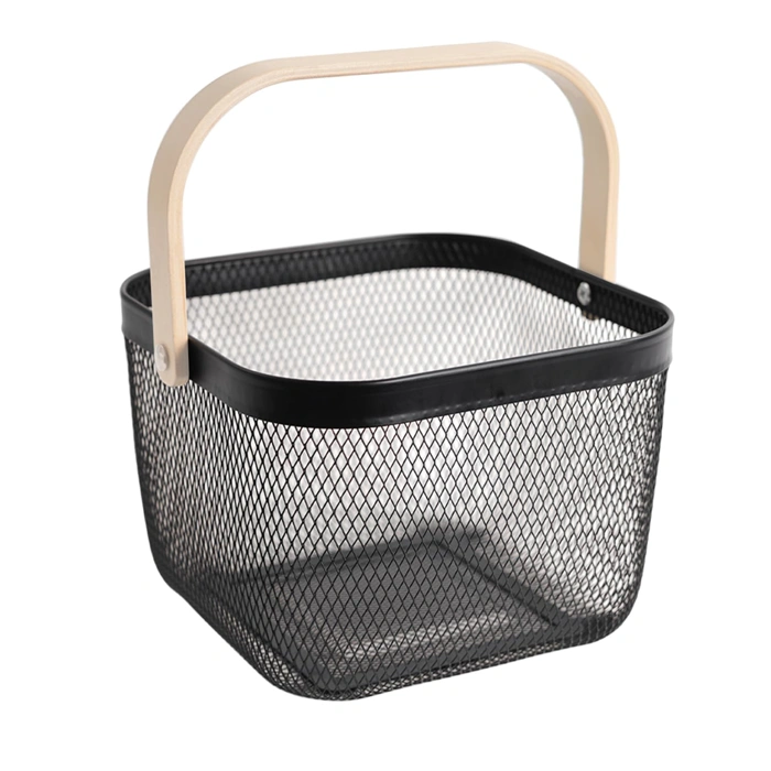 SANHSEHOME Metal Mesh Steel Harvest Basket with Handle