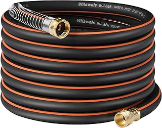 50FT x 5/8" Heavy Duty Rubber Garden Hose, 5-Layer Braided, All-Weather