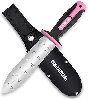 WORKPRO Hori Hori Garden Knife, 7" Stainless Steel Blade with Oxford Sheath, Pink Ribbon