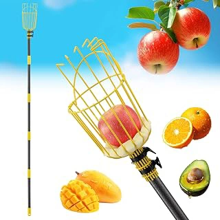 Fruit Picker Pole Tool, 35-75" Adjustable Long Pole Picker,Ladder-Free Harvesting Aid,Safe for Elderly&Children,Durable Stainless Steel Design–for Picking Apples,Avocados,Oranges,Grapefruit,Plums,Pear