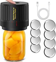 Electric Cordless Vacuum Sealer Kit for Wide & Regular Mouth Mason Jars, Black
