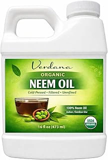 Verdana Organic Neem Oil – Cold Pressed, 100% Pure Neem Seed Oil, Concentrated Multi-Purpose Oil for Skin, Hair & Plant Use, No Additives - 16 Fl Oz