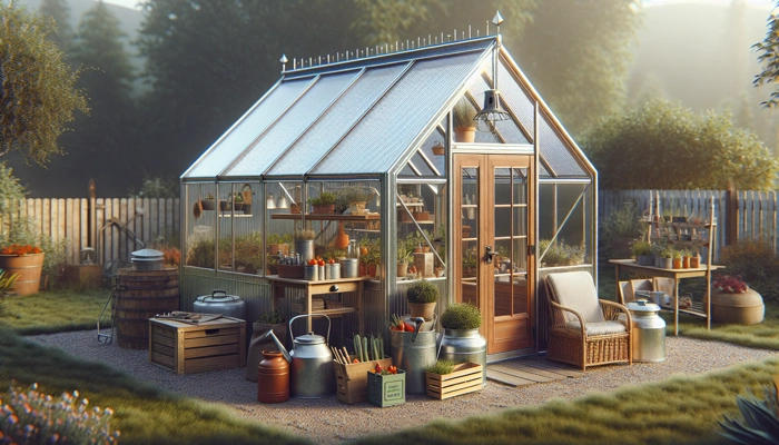 6x4FT Small Aluminum Polycarbonate Greenhouse with Lockable Door and Vented Roof