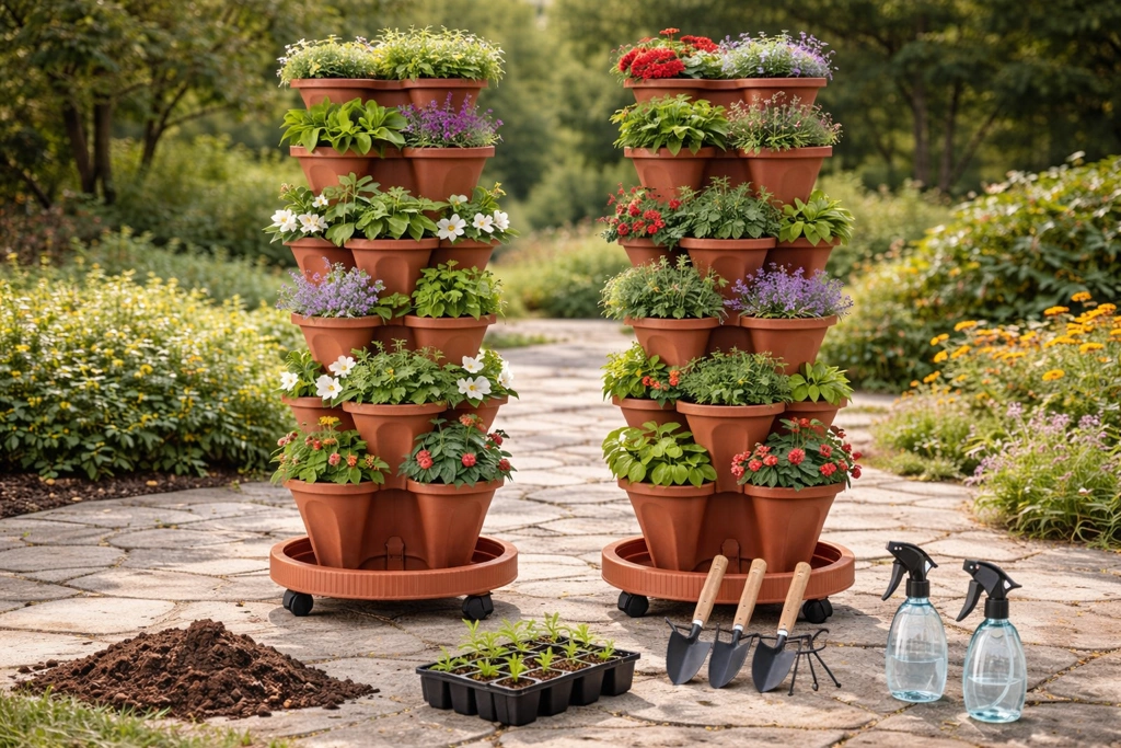 Umigy 7 Tier Vertical Planter Stackable (set of two)