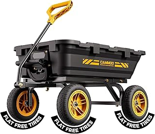 900lb Heavy-Duty Garden Dump Cart with 10in No-Flat Tires and Quick-Release Dumping
