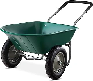 Best Choice Products Dual-Wheel Utility Wheelbarrow Garden Cart with Built-in Stand