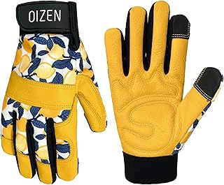 Cowhide Leather Thorn Proof & Puncture Resistant Gardening Gloves, Touchscreen, Medium
