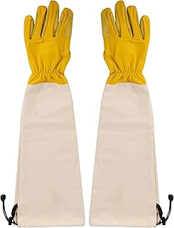 Kings County Tools Long Garden Gloves, Thorn Proof Leather with Arm Guard, Large