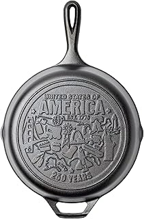 Lodge 10.25 Inch Cast Iron Skillet – Pre-Seasoned Frying Pan with Teardrop Handle – Oven, Stovetop, Grill & Campfire Use – Made in USA – Non-Toxic, Even-Heating Cookware – 250th Anniversary Logo: Home & Kitchen