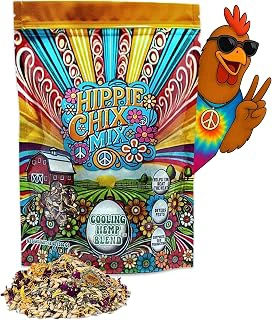 Hippie Chix Mix Cooling Hemp Blend – Chicken Supplement for Heat Stress & Hydration – High-Protein Herbal Poultry Feed Supplement for Egg Production, Molting, Immunity & Pest Control
