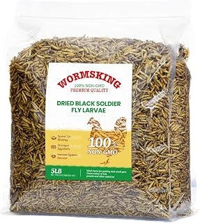 WORMSKING 5LB Dried Black Soldier Fly Larvae, High Protein Poultry Treats