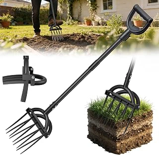 Heavy Duty Broad Fork with 5+4 Sharp Tines and Ergonomic Handles