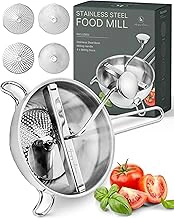 Premium 4-Disc Stainless Steel Food Mill – Ergonomic Rotary Hand Crank for Tomato Sauce, Canning, Applesauce, Baby Food, Mashed Potatoes, Puree & Jams