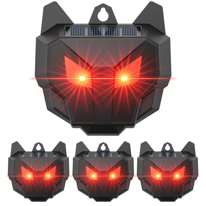 4 Pack Solar Nocturnal Animal Repeller with Dual Red LED Lights