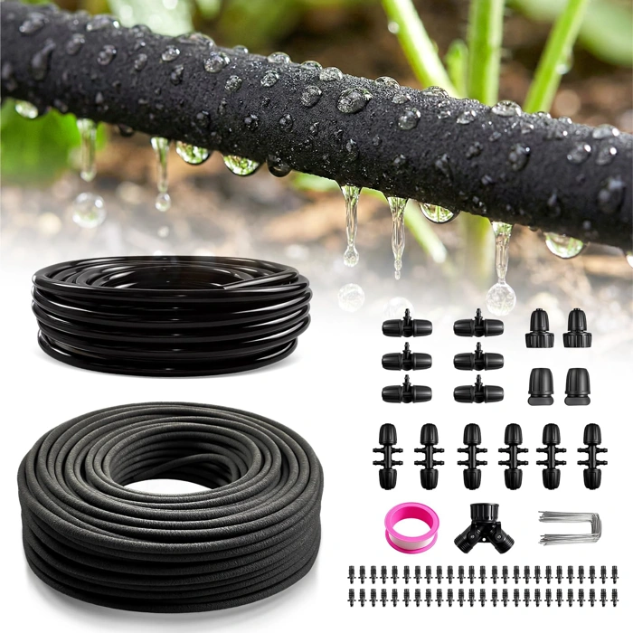 230FT Drip Irrigation System with 1/4" Soaker Hose & Weeping Technology