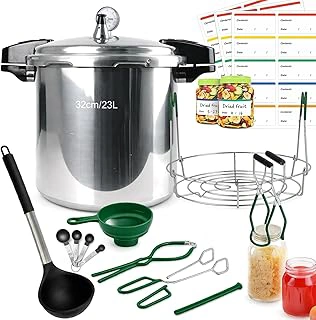 24 Quart Aluminum Pressure Canner with Gauge & 9-Piece Canning Starter Kit