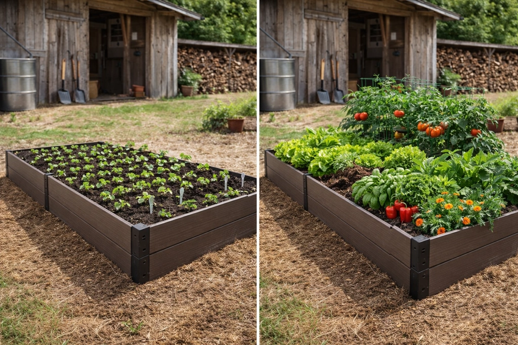 Frame It All 4ft. x 8ft. x 11in. Weathered Wood Composite Raised Garden Bed Kit, Two-Inch Series