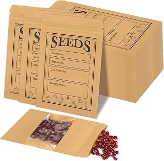 100 Seed Saving Envelopes with Clear Window, 4.7x3.1 Inch